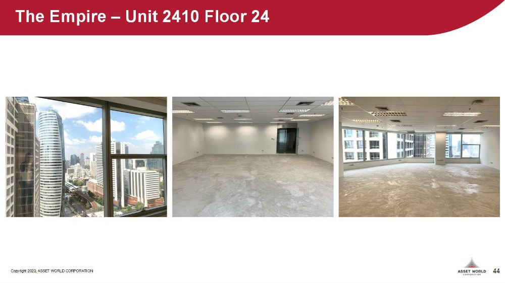 For RentOfficeSathorn, Narathiwat : Office space for rent, Empire Tower Building, 24th floor, area 99.59 sq m., rental fee 89,600 baht/month (900 baht per sq m)