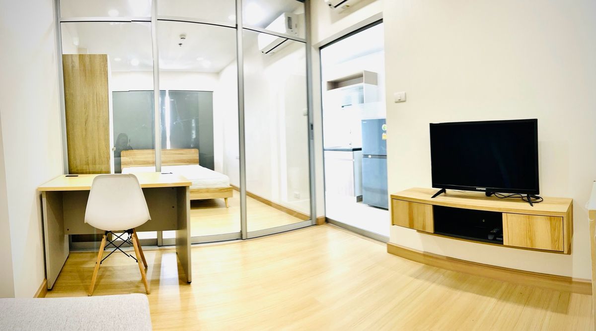 For RentCondoSamut Prakan,Samrong : ✨New condo, red plate, next to the BTS. Fully furnished + electrical appliances, 31st floor, beautiful view, cool room✨Supalai Veranda Sukhumvit 117, room 1 bed 34 sq m.