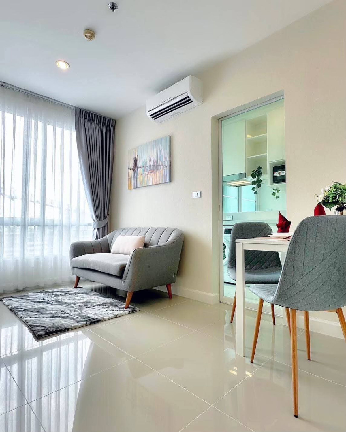 For RentCondoOnnut, Udomsuk : 🛟Condo for rent The Sky Sukhumvit 650m. BTS Udomsuk, beautiful room, 35 sq m., fully furnished, only 17000-