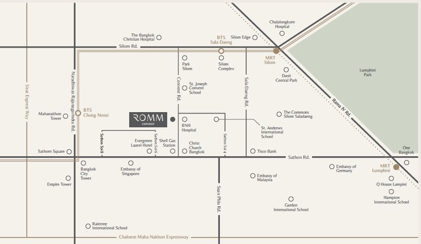 Sale DownCondoSilom, Saladaeng, Bangrak : (Owner post) Romm Convent, the most beautiful room plan, 48 sq m, with real view photos, taken from the actual land plot, south side, open view, Sathorn