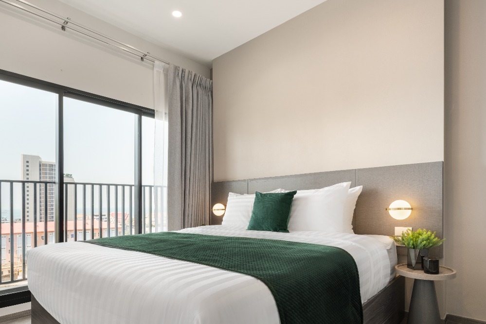 For RentCondoSriracha Laem Chabang Ban Bueng : ✅𝐅𝐫𝐞𝐞 𝐰𝐢𝐟𝐢 ᯤ   2 Bedroom with Internet @ Hampton Sriracha (Accept minimum 6 months Contract)