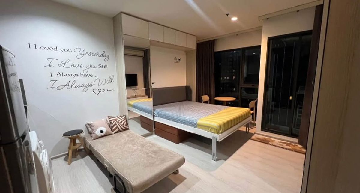 For RentCondoRama9, Petchburi, RCA : 🍀Condo for rent Rhythm Asoke 1 near MRT Rama 9 and APL Makkasan, beautiful room, 2 bedrooms, 22 sq m., fully furnished, washing machine, only 14000-