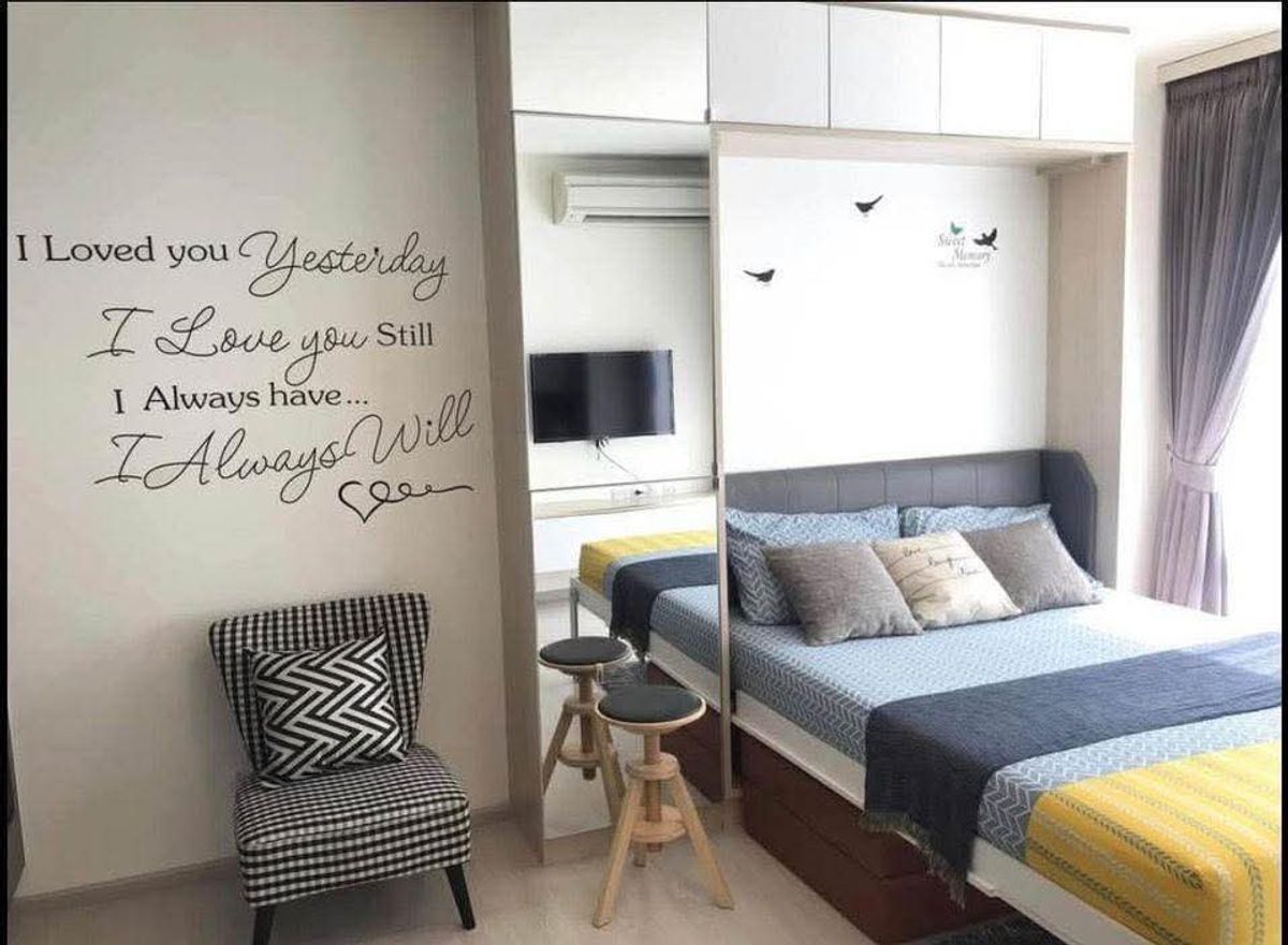 For RentCondoRama9, Petchburi, RCA : 🍀Condo for rent Rhythm Asoke 1 near MRT Rama 9 and APL Makkasan, beautiful room, 2 bedrooms, 22 sq m., fully furnished, washing machine, only 14000-