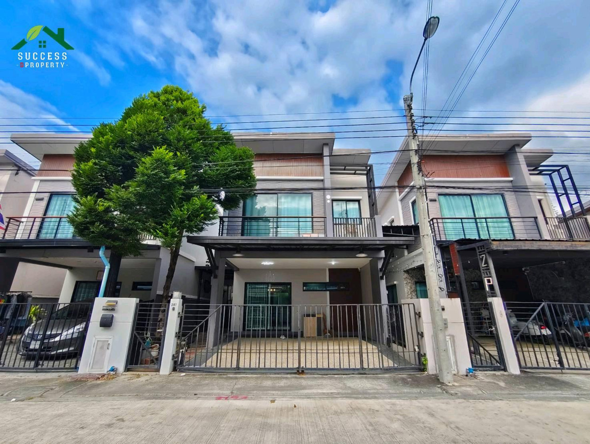 For SaleHouseSamut Prakan,Samrong : Townhouse for sale Single house style Nechara trend, Srinakarin 28 sq.w., plus the whole furniture, ready to stay Location near the train near the expressway 15 minutes