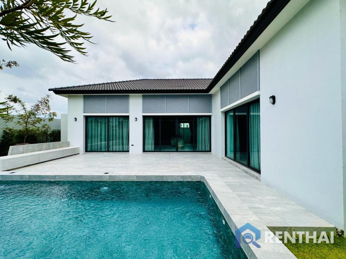 For SaleHousePattaya, Bangsaen, Chonburi : 1 storey pool villa house for sale. Nice atmosphere, mountain view.