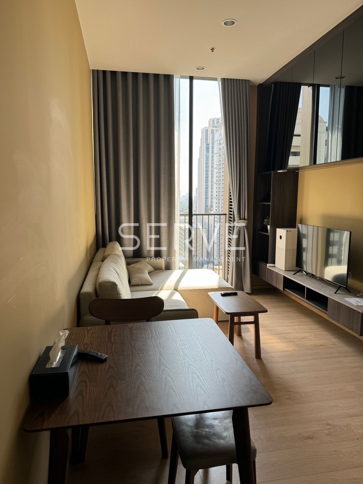 For RentCondoSukhumvit, Asoke, Thonglor : 🔥Corner Room 1 Bed 34.63 sq.m. High Fl. 15+ Close to BTS Asok & MRT Sukhumvit 500 m. at Noble BE19 Condo  / For Rent