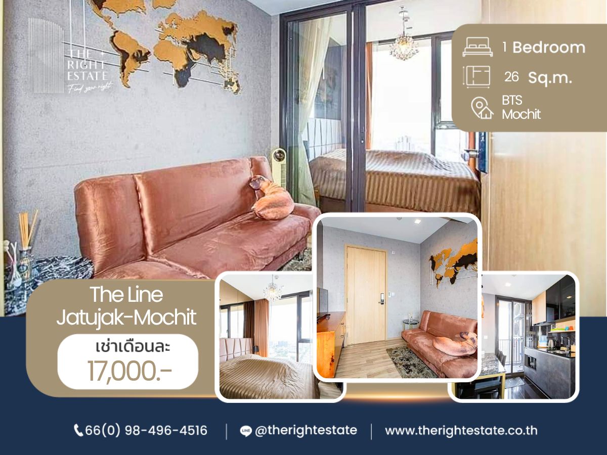 For RentCondoSapankwai,Jatujak : 🌿The Line Jatujak-Mochit🌿 Nice room fully decoration 🛏 1 Bed 26 sq m, price is negotiable!!! - Next to BTS Mochit