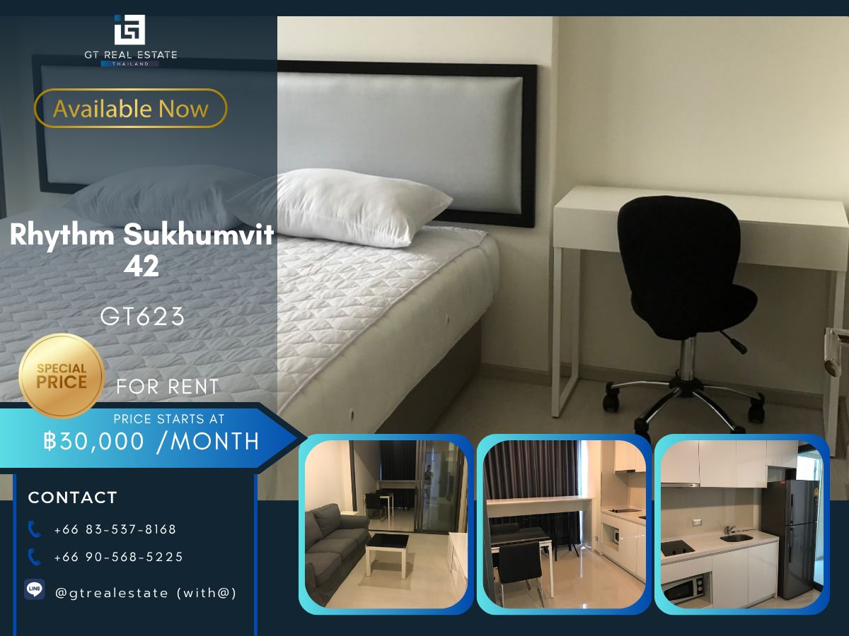 For RentCondoSukhumvit, Asoke, Thonglor : Condo for rent at Rhythm Sukhumvit42. Convenient to travel. The room is very beautiful. Ready to go now !!