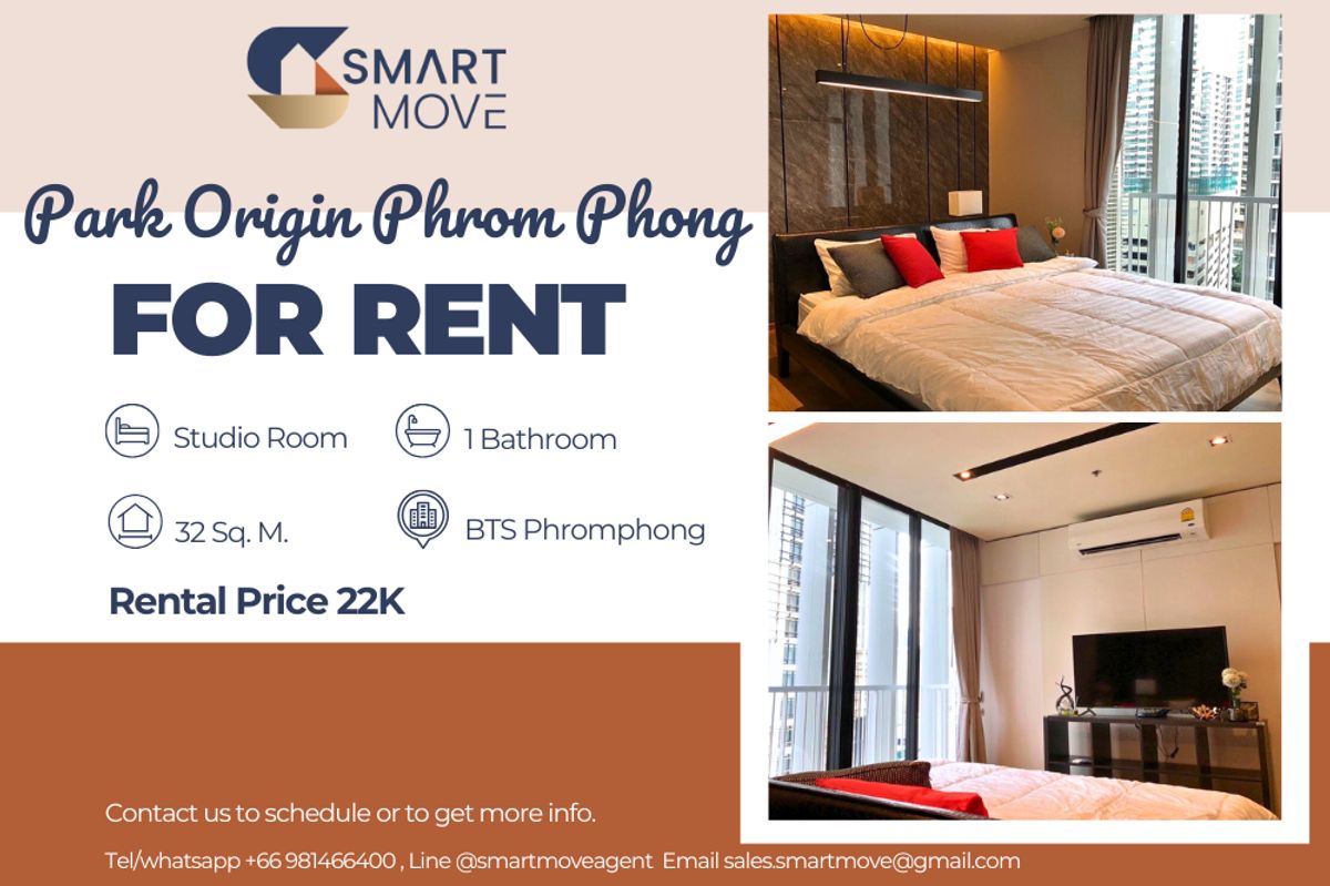 For RentCondoSukhumvit, Asoke, Thonglor : 🔥For Rent !!🔥 Code C20230201927..........Park Origin Phrom Phong, Studio room, 1 bathroom, high floor 10++, furnished, modern style, ready to move in📣📣