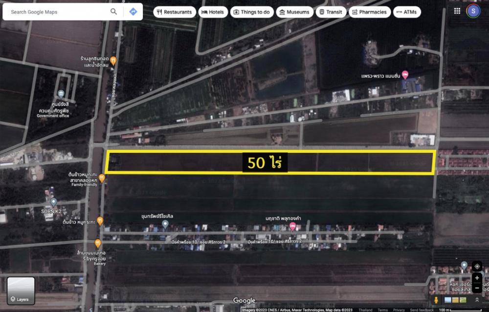 For SaleLandPathum Thani,Rangsit, Thammasat : Land for sale, Khlong 6, Bueng Kham Phroi, 50 rai, corner plot, next to 3 roads, near Thai Wake Park, Lam Luk Ka, Khlong Ha, Khlong Seven