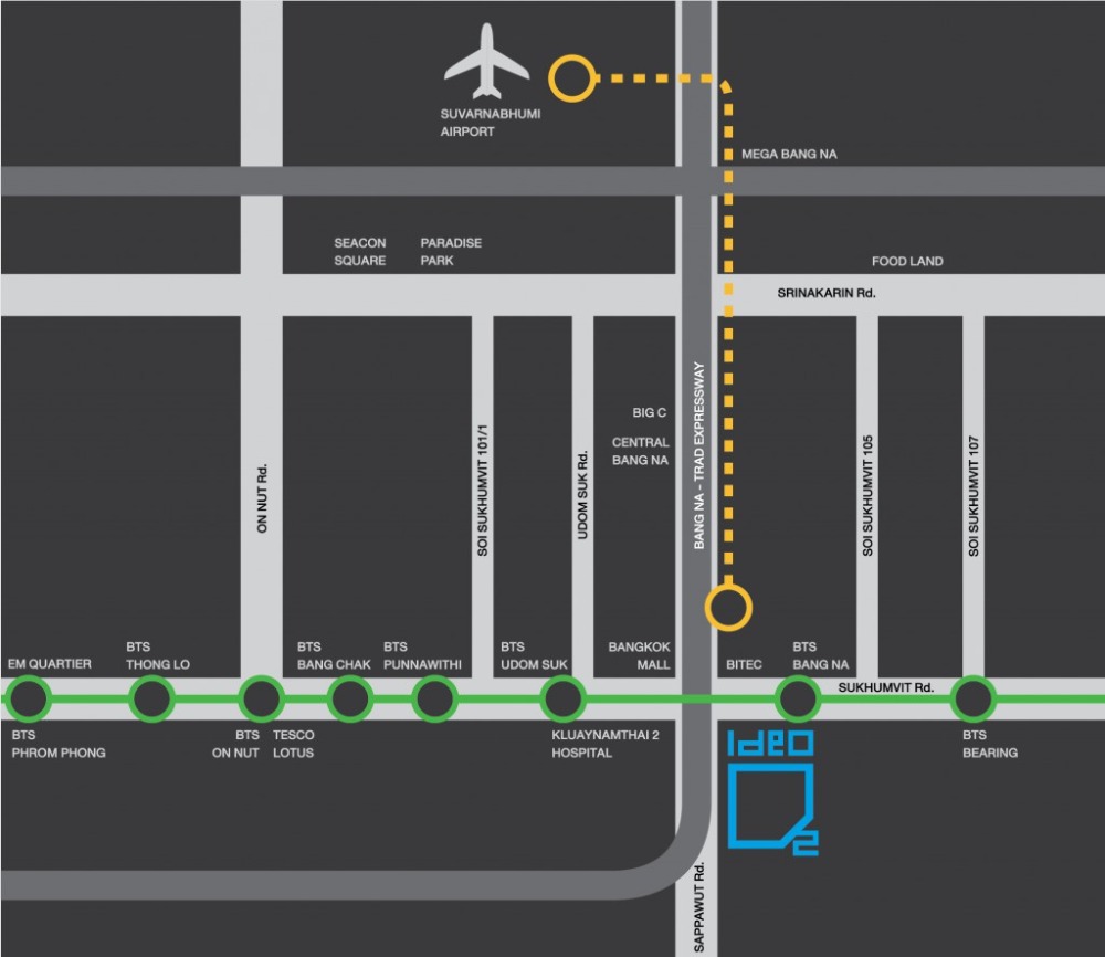 For SaleCondoBangna, Bearing, Lasalle : For sale Ideo O2 Ideo O2, resort style condo, large central area, near BTS Bangna 300 meters, Building A, 33rd floor, City View 1 Bed 32.77 sq m., 3.3 million baht* (sold with tenant)