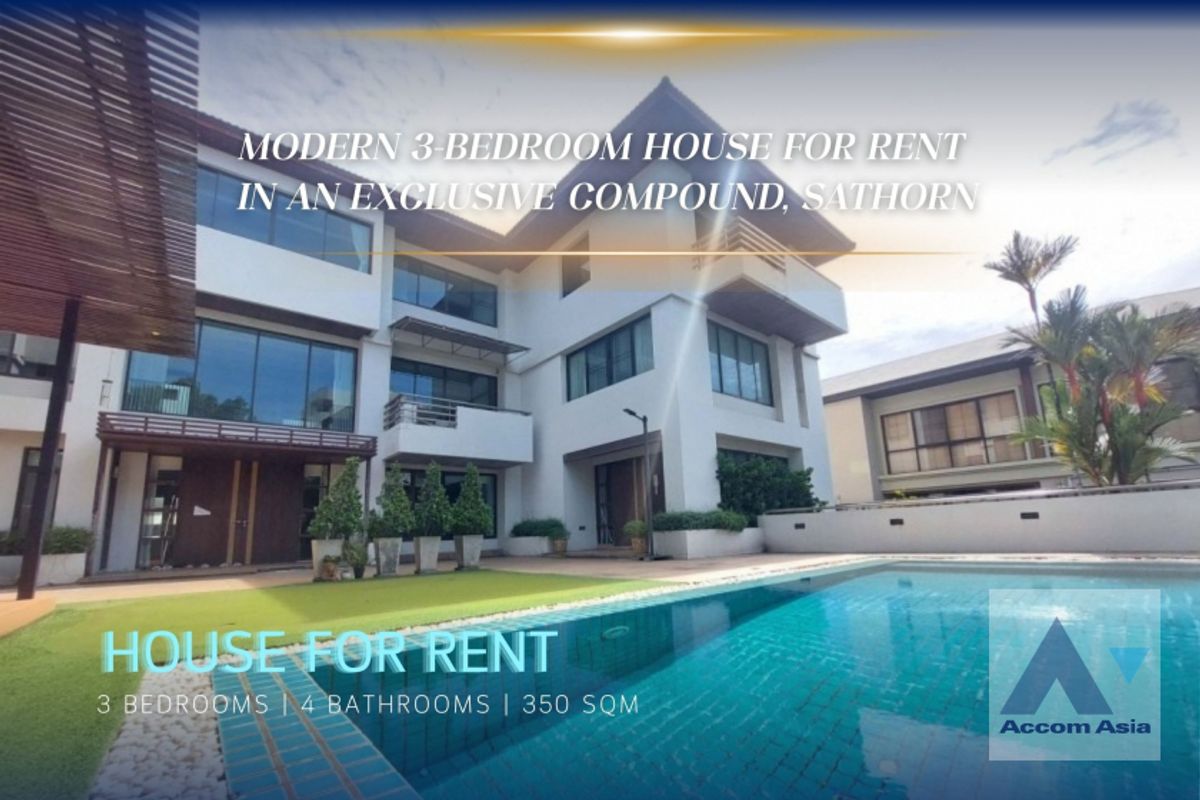 ให้เช่าบ้านสาทร นราธิวาส : 🔼 AccomA🔽 Pet friendly Boutique 3-Bedroom House for Rent in Compound near MRT Khlong Toei, Sathorn (55091)