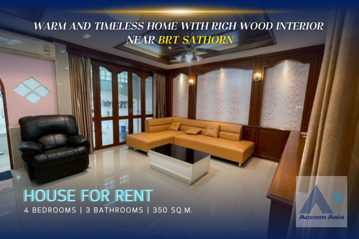 ให้เช่าบ้านสาทร นราธิวาส : 🔼 AccomA🔽 Home Office Warm and Timeless Home with Rich Wood Interior in Sathorn (AA18380)