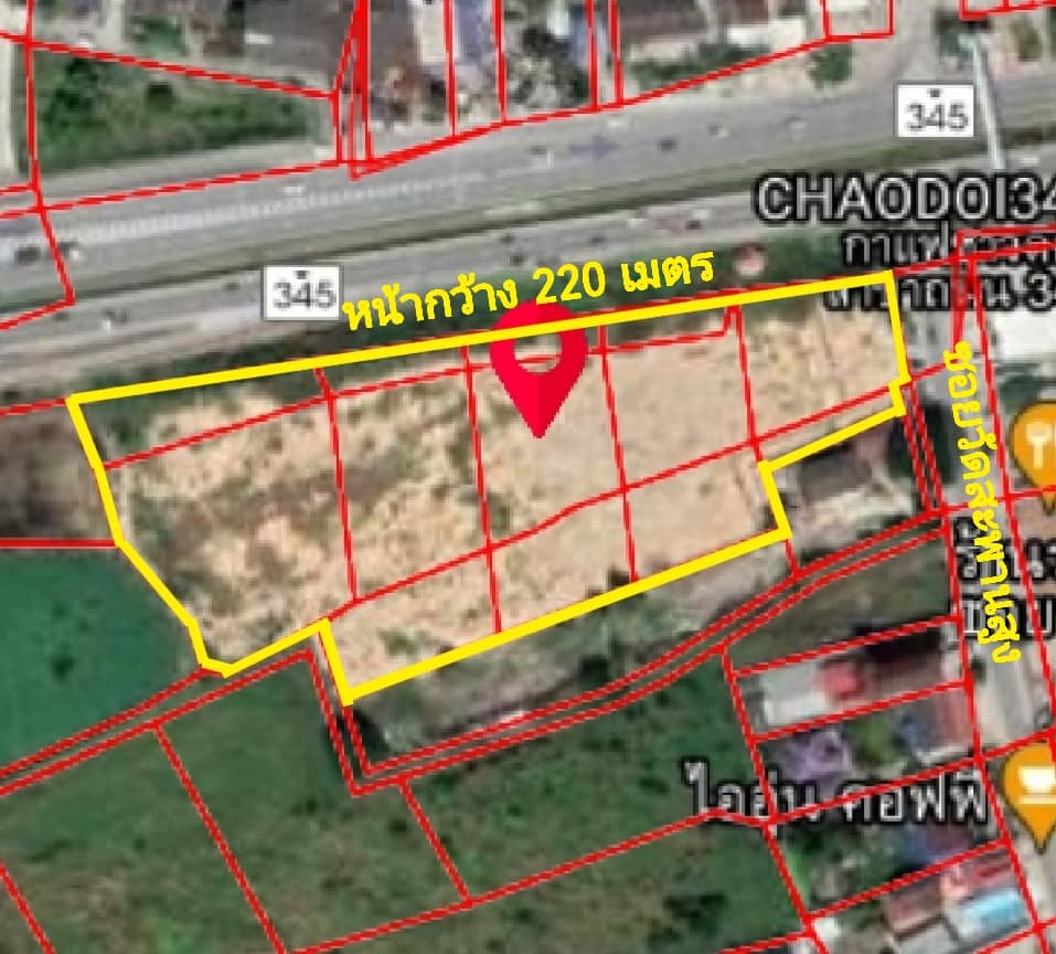 For SaleLandChaengwatana, Muangthong : Land for sale # Road 345, Pak Kret District # beautiful plot, area 10 rai # width 220 meters, price 70,000 baht / sq m.# good location