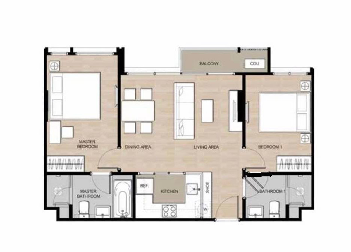 For RentCondoOnnut, Udomsuk : 🔥𝐅𝐨𝐫 𝐑𝐞𝐧𝐭! 𝐌𝐨𝐫𝐢 𝐇𝐚𝐮𝐬 2 Bedrooms 66.75 SQM, 3rd Floor, Pool View, Closed Kitchen with Bathtub🔥Only 𝟓𝟎,𝟎𝟎𝟎 Baht/Month!