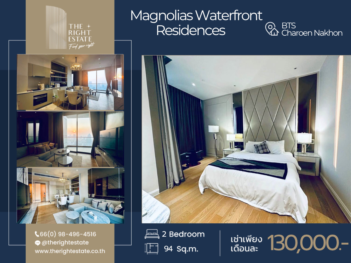 For RentCondoWongwianyai, Charoennakor : 🌿 Magnolias Waterfront Residences 🌿 Beautiful room, nice decoration 🛏 2 Bed 94.21 sq.m. Price is negotiable! close to BTS Charoen Nakhon