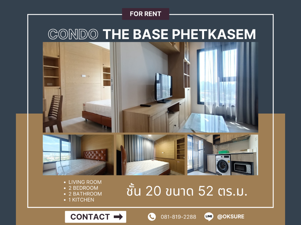 For RentCondoBang kae, Phetkasem : 2 Bedroom The Base phetkasem , nearby MRT phetkasem48