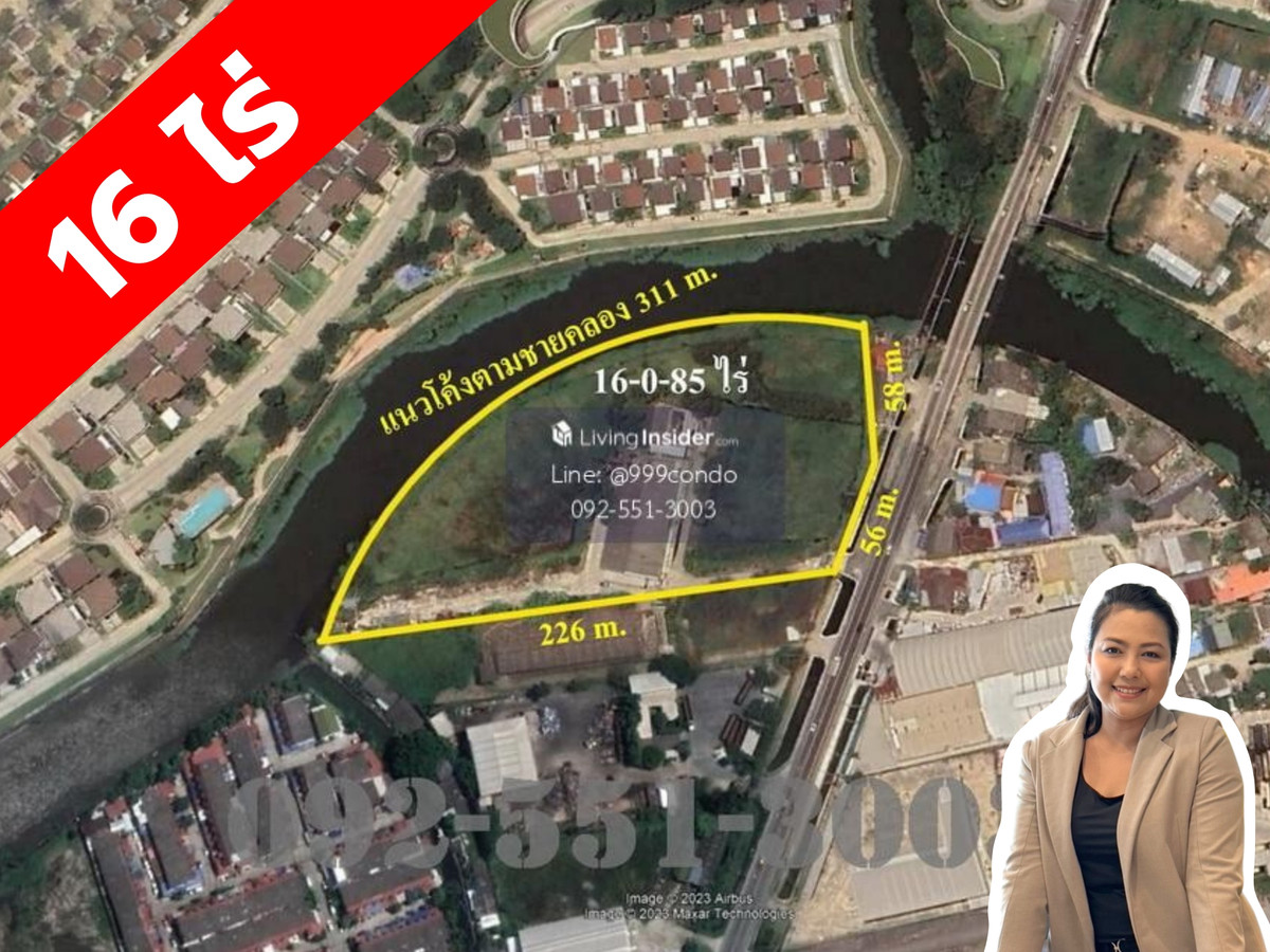 For SaleLandSamut Prakan,Samrong : Land for sale with buildings, area 16 rai 85 square wah, Bang Bo District, Samut Prakan Province. Bangna-Trad Road