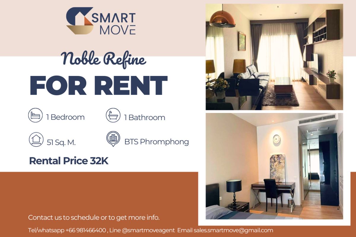 ให้เช่าคอนโดสุขุมวิท อโศก ทองหล่อ : 🔥 สำหรับเช่า !!🔥Code C20230201002....Noble Refine, 1 ห้องนอน, 1 ห้องน้ำ , ชั้นสูง 10++, แต่งครบ, พร้อมเข้าอยู่ 📣📣