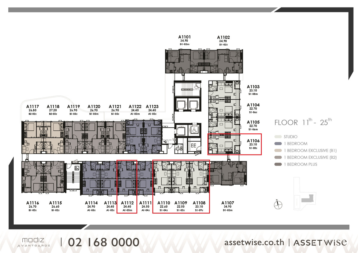 Sale DownCondoPathum Thani,Rangsit, Thammasat : Modiz Avantgrade, Studio type 22.50 - 23.10 sq m, south side, beautiful open view Popular size, easy to rent