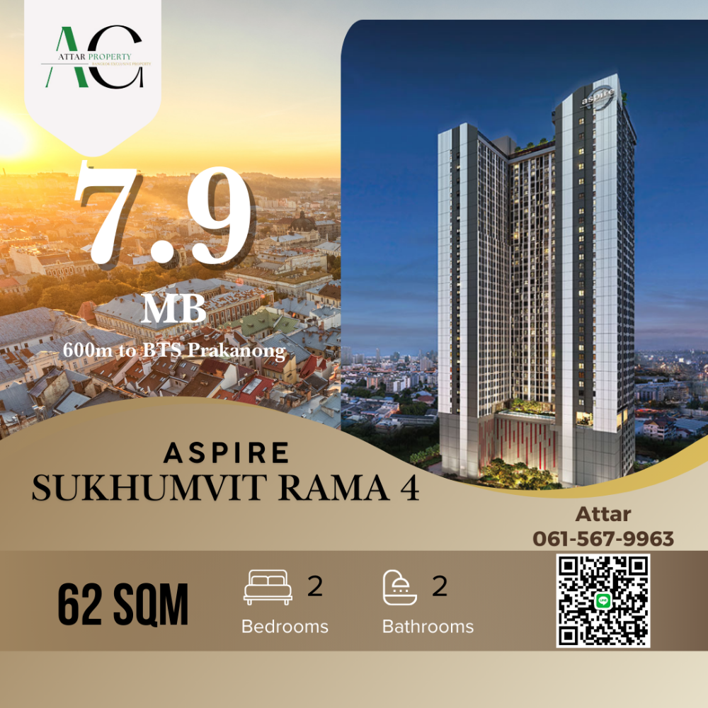 For SaleCondoKhlongtoei, Kluaynamthai : *Best Deal* Aspire Sukhumvit Rama 4 | 2 Bed | 061-625-2555