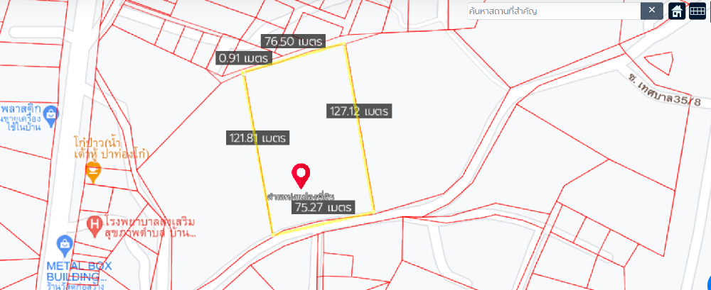 ขายที่ดินระยอง : ขายที่ดิน ที่ดินหน้ากว้าง ใจกลางบ้านฉาง, ระยอง ขนาด: 5-3-31 ไร่ ห่างจากถนนใหญ่เพียง 250 เมตร