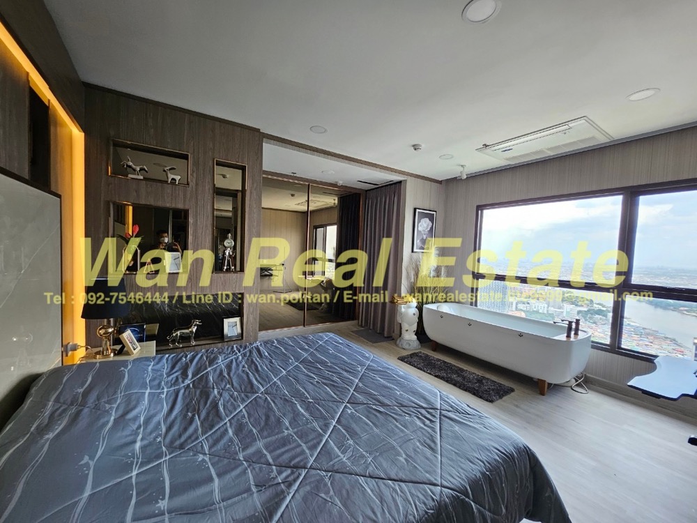 For SaleCondoRattanathibet, Sanambinna : Condo Politan Aqua, top floor, river bend view, city, very beautifully decorated