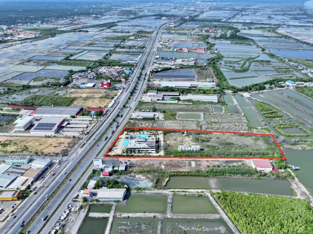 ขายที่ดินสมุทรสงคราม : ขายที่ดินพร้อมสิ่งปลูกสร้าง ติดถนน พระราม 2 เนื้อที่ 21 ไร่ 2 งาน 64 ตารางวา ราคา 150 ล้าน (17,300 ต่อ ตารางวา)