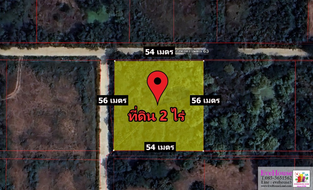 For SaleLandPathum Thani,Rangsit, Thammasat : Land for sale Rangsit Klong 6 size of land 2 rai Nice square land Width 54 m. x depth 56 m. Near the entrance to Panyanantaram Temple