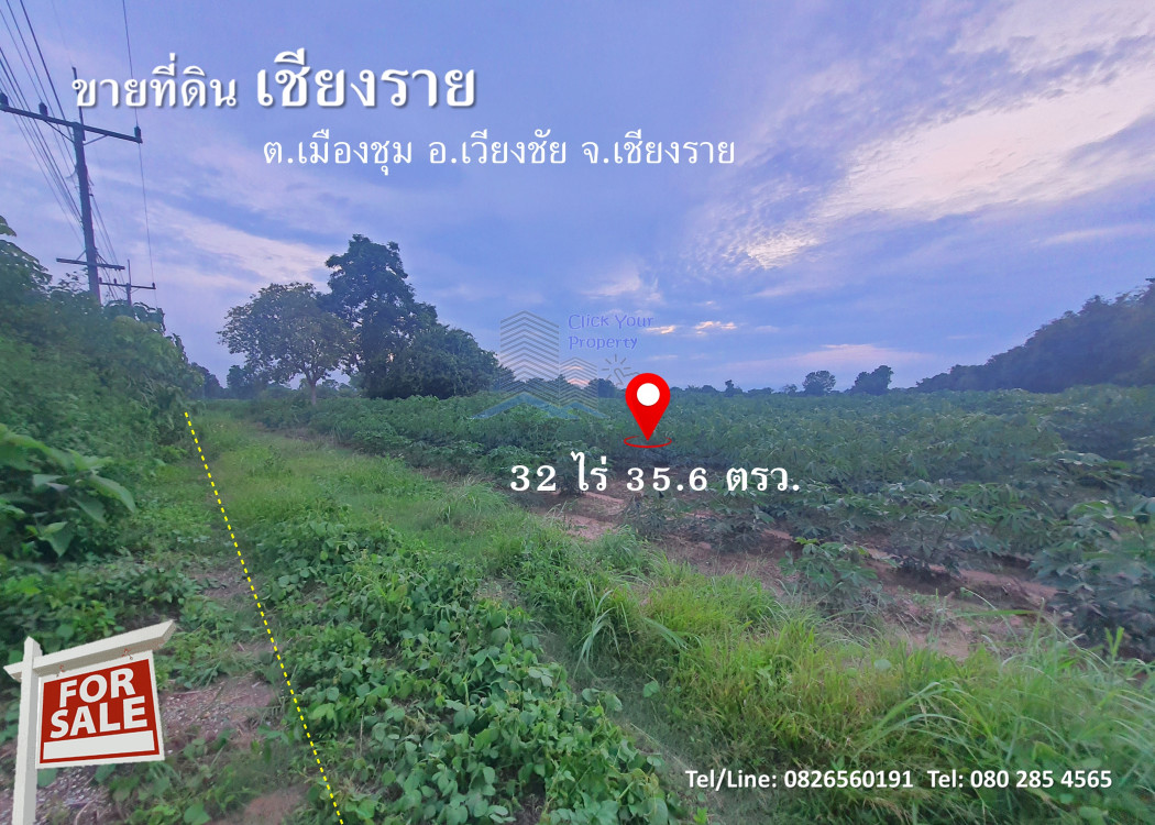 For SaleLandChiang Rai : #CYP149 Land for SALE in Chiang Rai, Close to Highway 1173