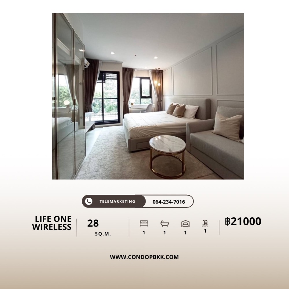 For RentCondoWitthayu, Chidlom, Langsuan, Ploenchit : 🔥🔥 Urgent!!️ For rent, ready to move in, Condo Life One Wireless 🟠#PT2309_050