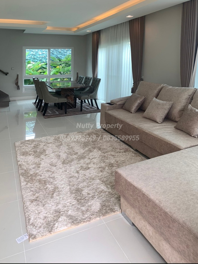 For SaleHouseMin Buri, Romklao : Manthana Srinakarin-Romklao, 66.7 square wah, shady, green space from Land&Houses