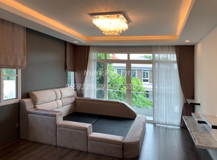 For SaleHouseMin Buri, Romklao : Manthana Srinakarin-Romklao, 66.7 square wah, shady, green space from Land&Houses