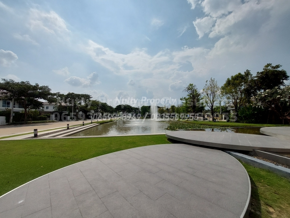 For SaleHouseMin Buri, Romklao : Manthana Srinakarin-Romklao, 66.7 square wah, shady, green space from Land&Houses