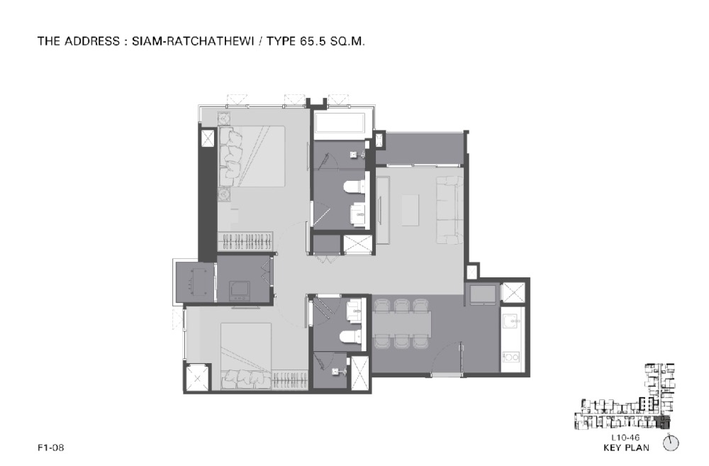 ขายคอนโดราชเทวี พญาไท : 🔥ขายด่วนห้องมุม🔥 2Bed 2Baht 66ตรม. The Address Siam Ratchathewi Tel. 0959415999