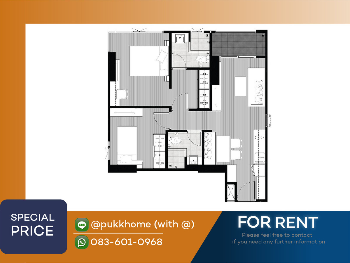 For RentCondoLadprao, Central Ladprao : Chapter One Midtown Lat Phrao 24 | ✨ 2 bedrooms available Jan. ✨ 📞 Line: @pukkhome (with @ )
