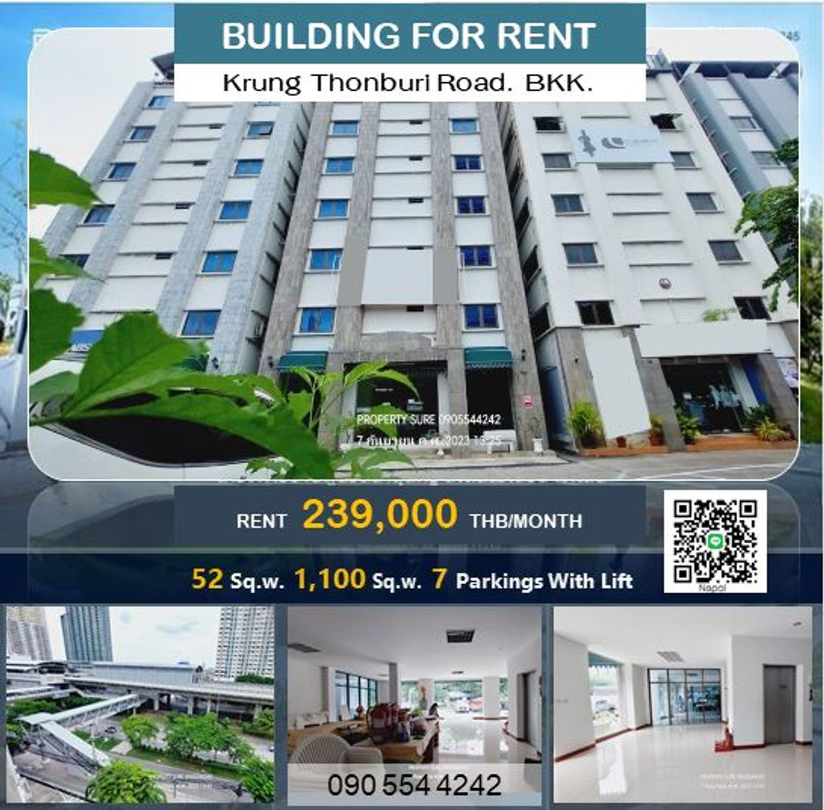 For RentOfficeWongwianyai, Charoennakor : Office building For rent, 7-story office for rent, Stand alone, with elevator, next to BTS Thonburi, next to Thonburi Road - near Saphan Taksin and Icon Siam.