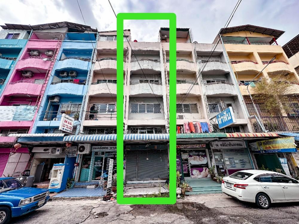 For SaleShop HouseBangna, Bearing, Lasalle : Commercial Building, Nam Verd Day Market 2, Soi 15, opposite Ramkhamhaeng University 2, excellent location