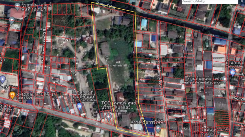 ขายที่ดินรัตนาธิเบศร์ สนามบินน้ำ พระนั่งเกล้า : ที่ดิน ติดถนนสามัคคี 34 / 8 ไร่ 76 ตารางวา (ขาย), Land Samakkhi Road 34 / 8 Rai 76 Square Wa (FOR SALE) AOM006