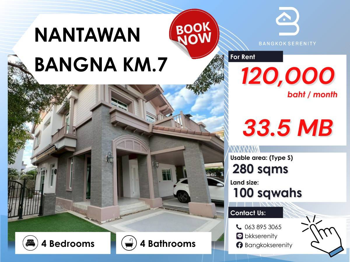 For RentHouseBangna, Bearing, Lasalle : Single houses for sale and rent Nantawan, Bangna Km.7