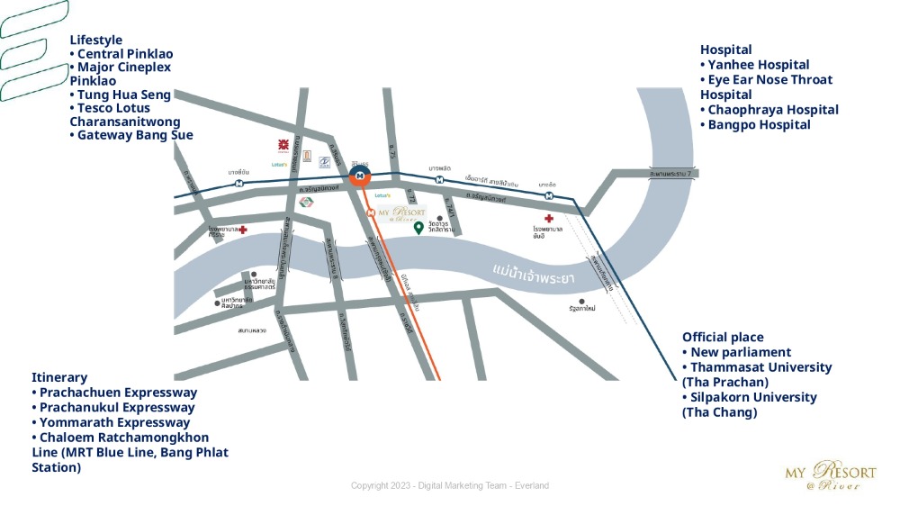 For SaleCondoPinklao, Charansanitwong : Special Offer For SALE My Resort @River Charansanitwong72 3Bed 3Bath 175sqm Brand New Ready to Move Condo Near MRT Bang Phlat