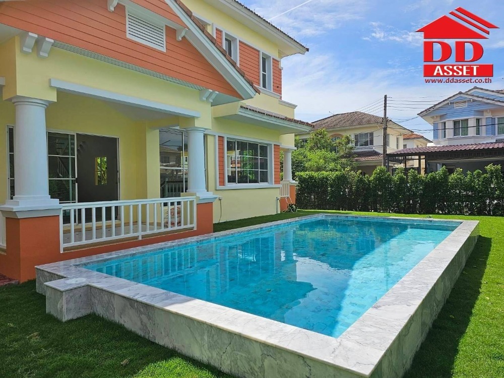 For SaleHousePathum Thani,Rangsit, Thammasat : Corner house for sale, Chaiyaphruek, Rangsit, Khlong 4, with pool, newly renovated house. Rangsit-Nakhon Nayok Rd., Thanyaburi, Pathum Thani