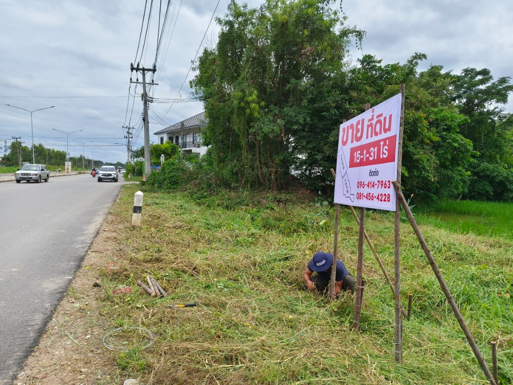 For SaleLandLamphun : Land for sale near Lamphun Hospital intersection, 15-1-31.4 rai, on main road, Highway 1136