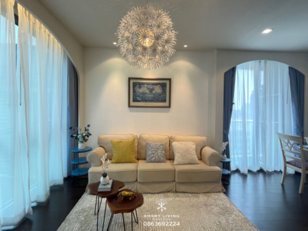 For SaleCondoRatchathewi,Phayathai : 📢👇For sale with tenant , 2 beds corner unit, only a few units of 2-beds, 85 sqm at The Line Ratchathewi , fully furnished,  unblocked view, nice decoration Santorini style.