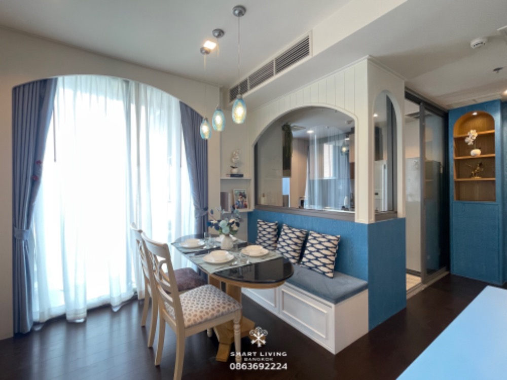 For SaleCondoRatchathewi,Phayathai : 📢👇For sale with tenant , 2 beds corner unit, only a few units of 2-beds, 85 sqm at The Line Ratchathewi , fully furnished,  unblocked view, nice decoration Santorini style.