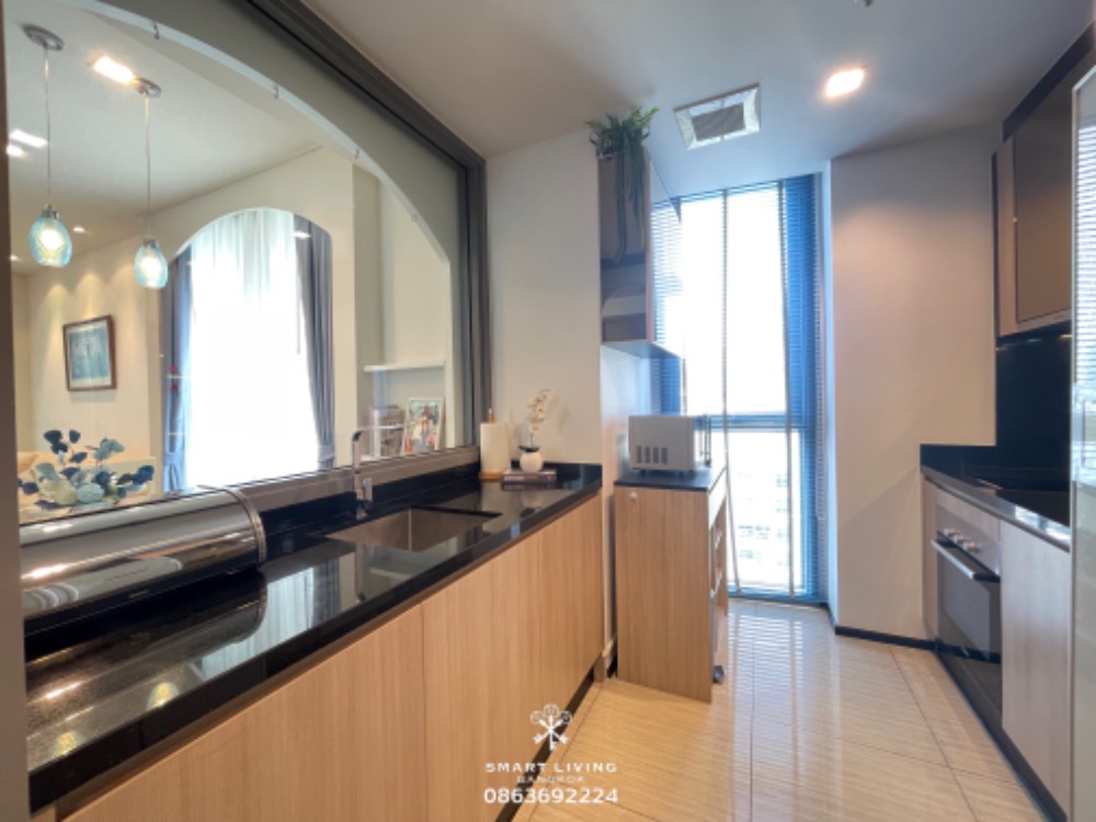 For SaleCondoRatchathewi,Phayathai : 📢👇For sale with tenant , 2 beds corner unit, only a few units of 2-beds, 85 sqm at The Line Ratchathewi , fully furnished,  unblocked view, nice decoration Santorini style.