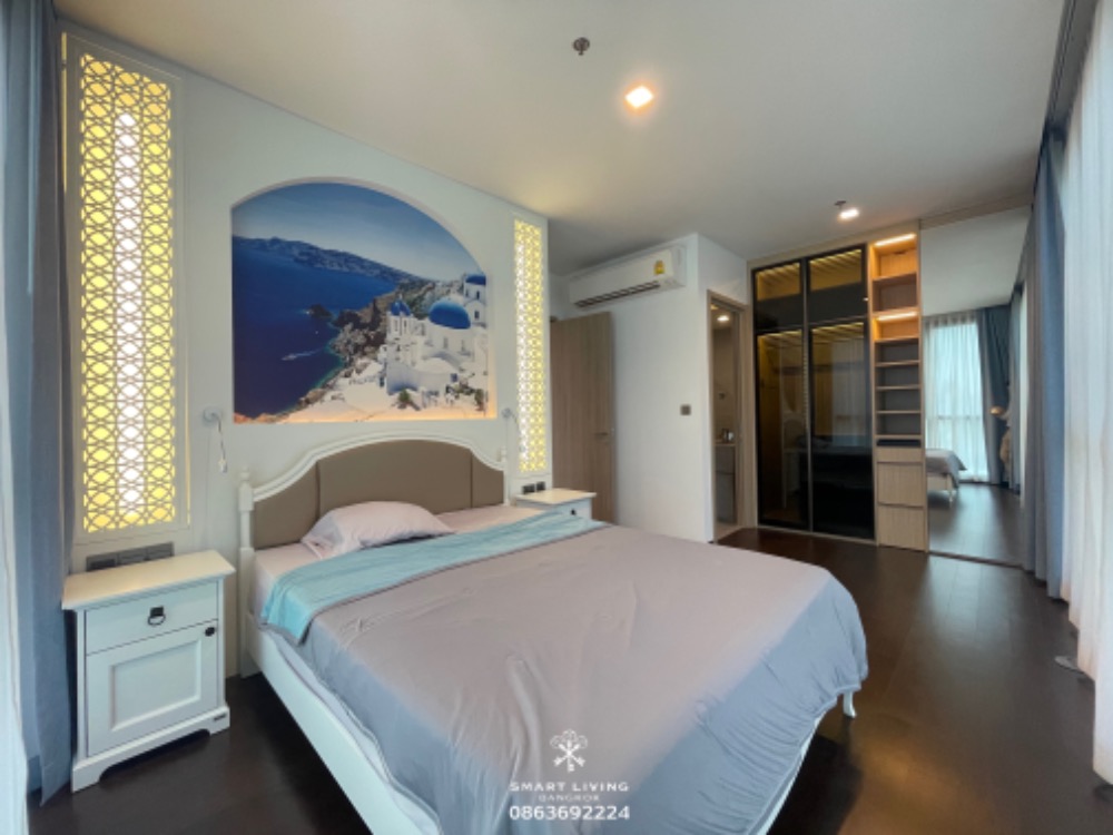 For SaleCondoRatchathewi,Phayathai : 📢👇For sale with tenant , 2 beds corner unit, only a few units of 2-beds, 85 sqm at The Line Ratchathewi , fully furnished,  unblocked view, nice decoration Santorini style.