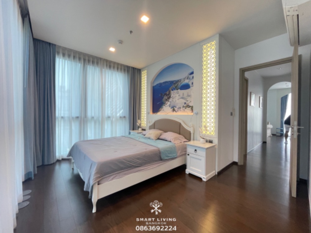 For SaleCondoRatchathewi,Phayathai : 📢👇For sale with tenant , 2 beds corner unit, only a few units of 2-beds, 85 sqm at The Line Ratchathewi , fully furnished,  unblocked view, nice decoration Santorini style.