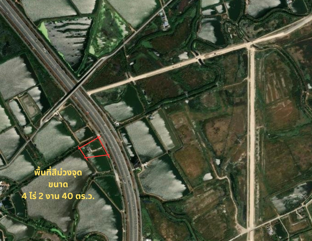 For SaleLandPattaya, Bangsaen, Chonburi : Land for sale (EEC) 4-2-40 rai, purple area with polka dots. Next to the motorway parallel road, price 7 million baht/rai.
