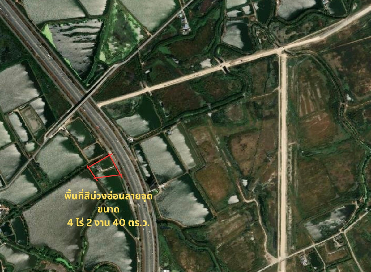 For SaleLandPattaya, Bangsaen, Chonburi : Land for sale (EEC) 4-2-40 rai, purple area with polka dots. Next to the motorway parallel road, price 7 million baht/rai.
